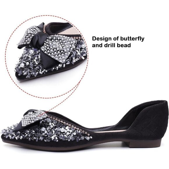 Qxcgdyxt Flat Shoes Women Black Polyurethane (PU)  Ballet Flat Shoe Low Heel - Picture 4 of 8